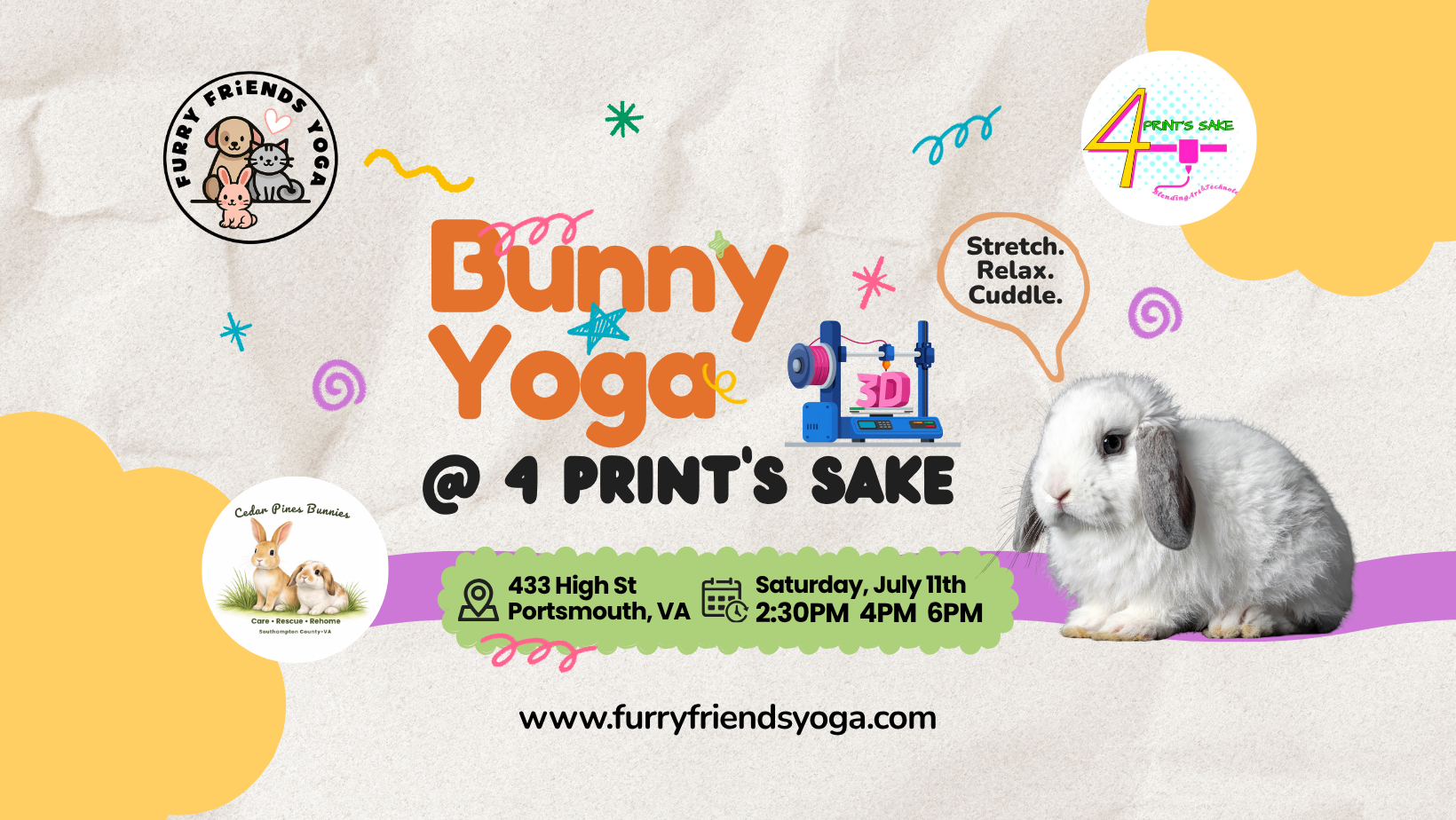 Bunny Yoga at 4 Print's Sake Portsmouth