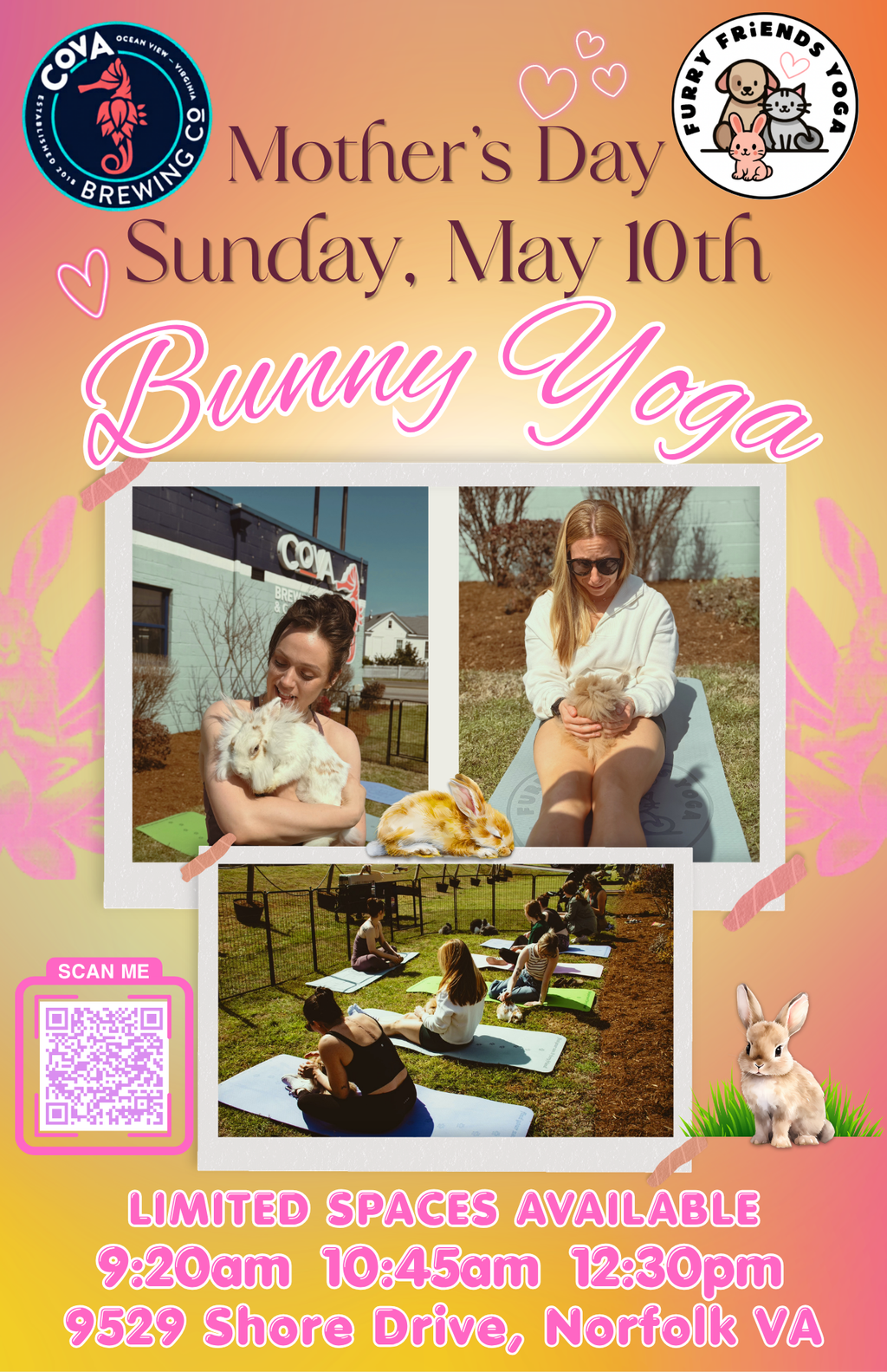 Mother's Day Bunny Yoga at Cova Brewing Company