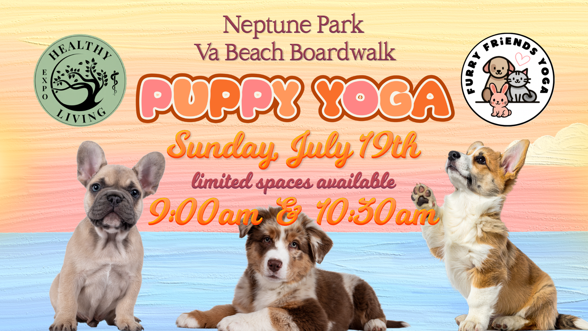 Healthy Living Expo Puppy Yoga at Neptune Park
